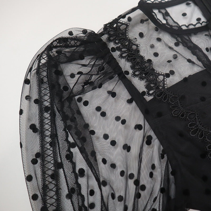 Polkadots Mesh Midi Dress in colors