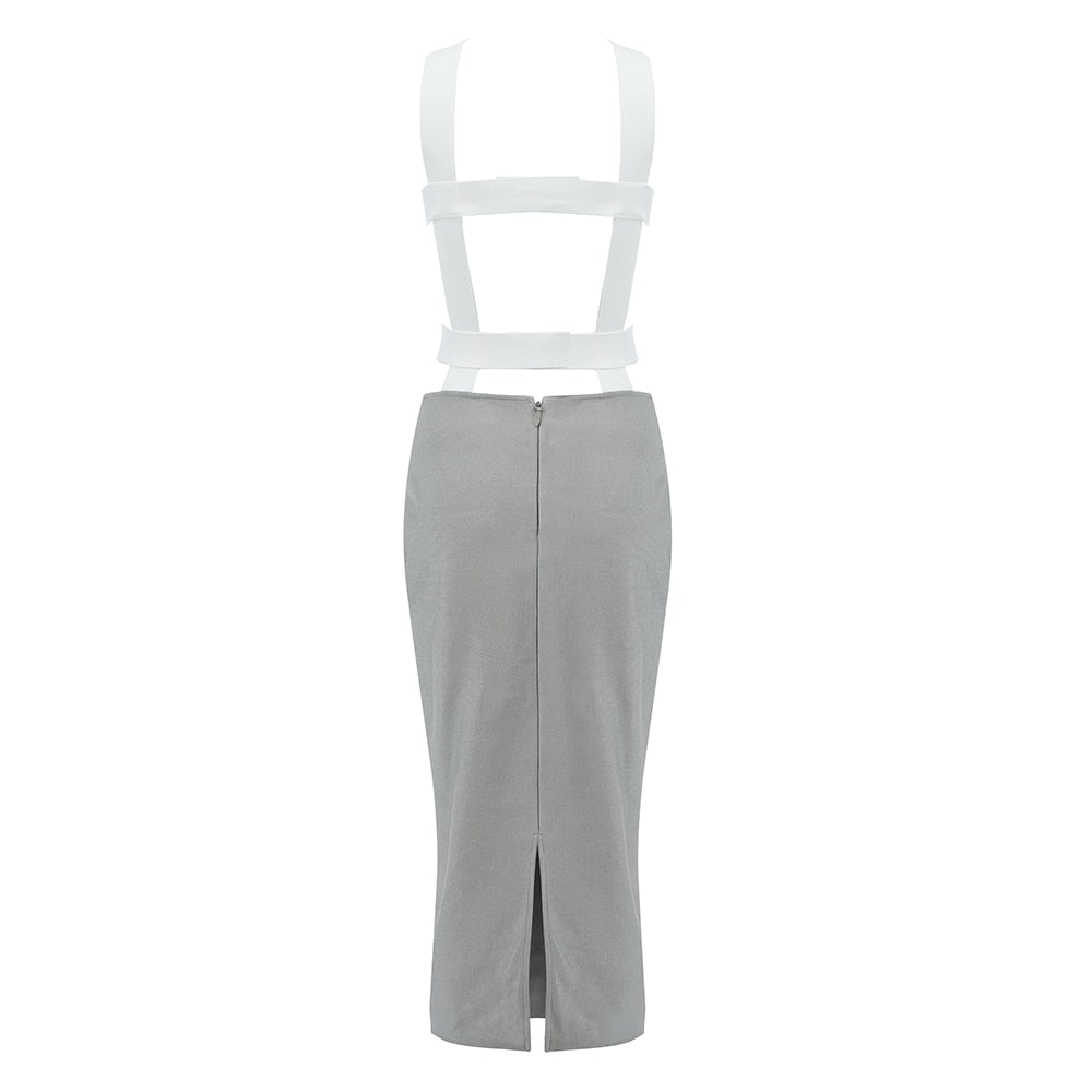 FARIDA Backless Straps Midi Dress
