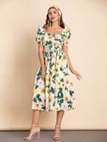 DELIA Floral Print Puff Sleeve Midi Dress