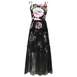 KARA Floral and Lace Midi Dress