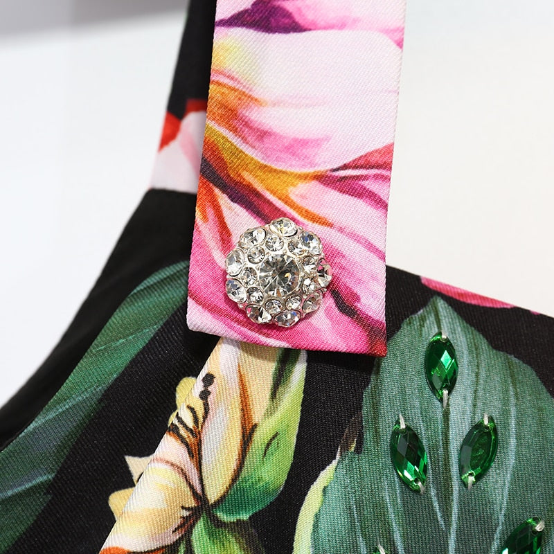 KARA Floral and Lace Midi Dress