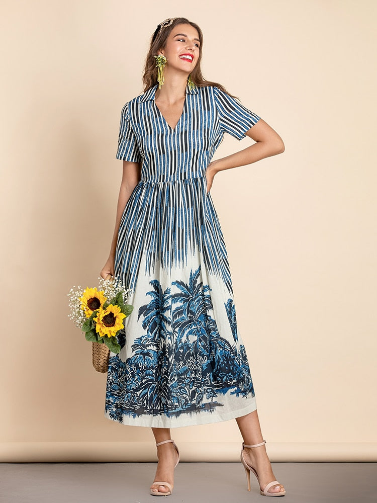 MATILDE Holiday Stripes Midi Dress