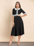 ANNIE Classic Midi Dress with Lace Details