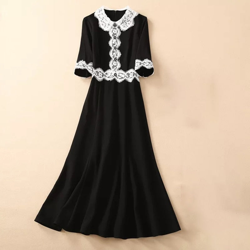 ANNIE Classic Midi Dress with Lace Details