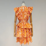 Ruffled Tropical Mini Dress in colors