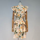 Ruffled Tropical Mini Dress in colors