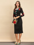 BRIDGETTE Embroidered Vintage Midi Dress