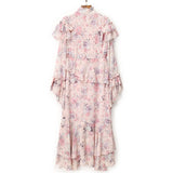 CARMINA Pastel Florals Ruffled Midi Dress