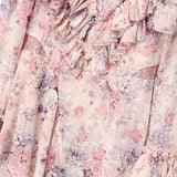 CARMINA Pastel Florals Ruffled Midi Dress
