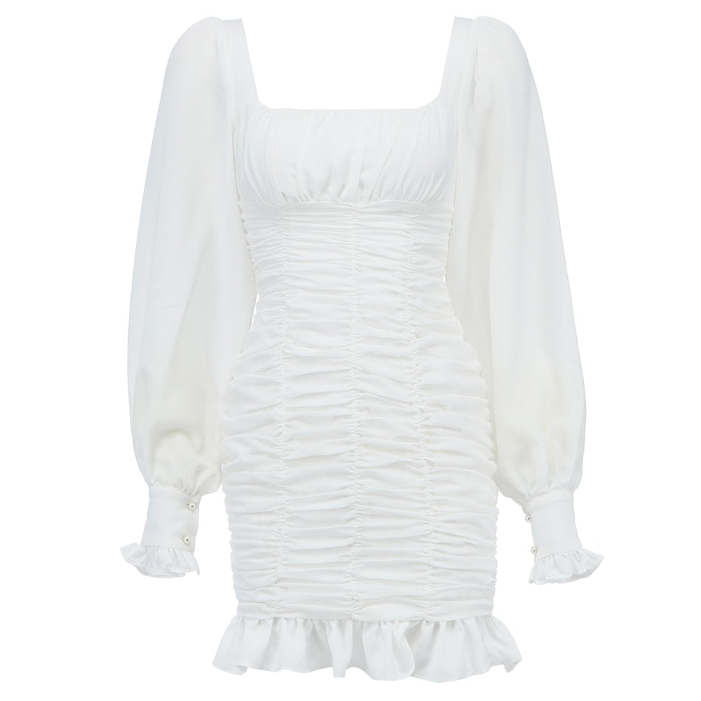 CASSANDRA Empire Cut Ruched Mini Dress