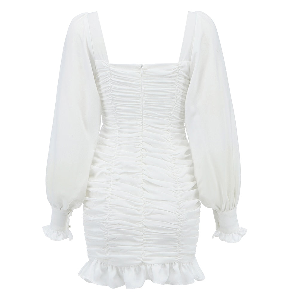 CASSANDRA Empire Cut Ruched Mini Dress