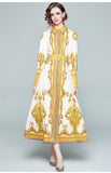 JEREZA Button-down Vintage Print Maxi Dress