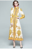 JEREZA Button-down Vintage Print Maxi Dress