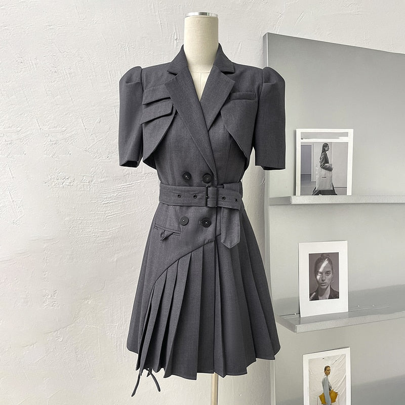 Structured Belted Mini Dress