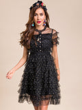 CELICIA Golden Dots Mesh Mini Dress