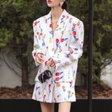 Tulip Print Oversize Double-breasted Blazer