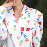 Tulip Print Oversize Double-breasted Blazer