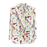Tulip Print Oversize Double-breasted Blazer