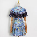 Printed Button-front Belted Mini Dress