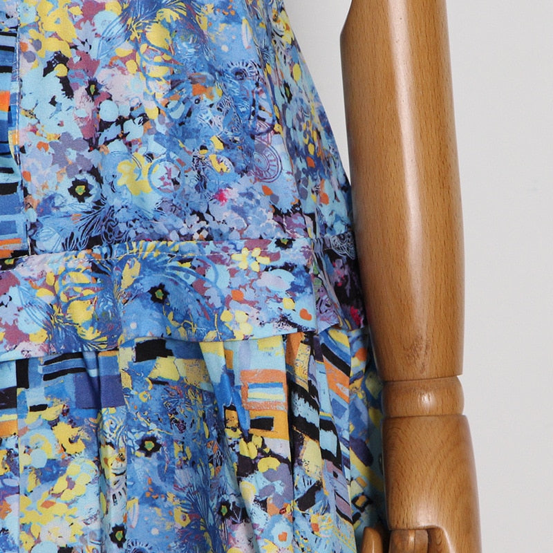 Printed Button-front Belted Mini Dress
