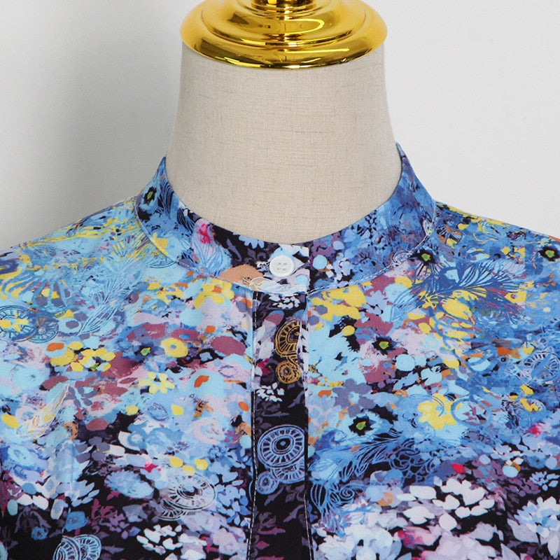 Printed Button-front Belted Mini Dress