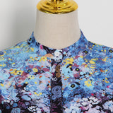 Printed Button-front Belted Mini Dress