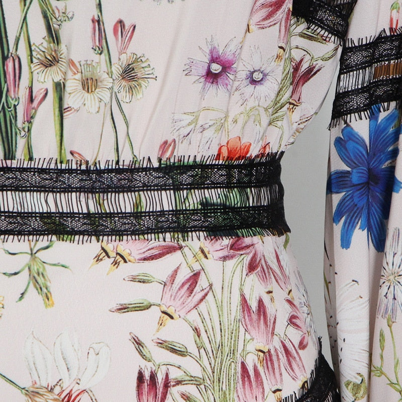 Prairie Chic Floral Print Midi Dress