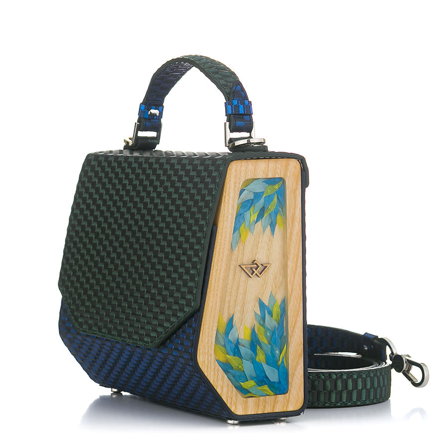 FJORD BLUE/GREEN BRAIDED Leather bag