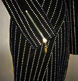 Long-sleeved blingy mini black dress