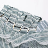 Asymmetric ruffled sheer blouse in blue