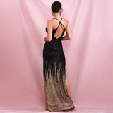 GALA sequinned black gown