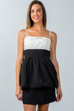 Ladies fashion white and black colorblock mini dress