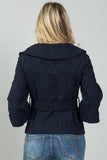 Bell sleeved textured double-breasted blazer jacket