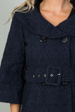 Bell sleeved textured double-breasted blazer jacket