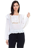 Lace trim swiss dot shirt in white