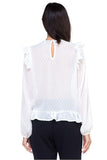 Lace trim swiss dot shirt in white