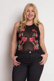 Floral Embroidery Mesh Bodysuit-Primetime Looks
