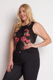 Floral Embroidery Mesh Bodysuit-Primetime Looks