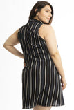 Sleeveless striped  black Mini Dress