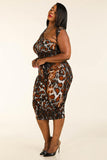 Sleeveless curvy Bodycon Dress in leopard-Primetime Looks