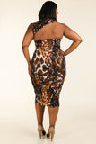 Sleeveless curvy Bodycon Dress in leopard-Primetime Looks
