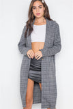 Plaid Single Button Long Sleeve Cardigan