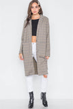 Plaid Single Button Long Sleeve Cardigan