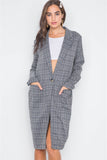 Plaid Single Button Long Sleeve Cardigan