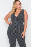 V-neck striped  Bodycon Jumpsuit