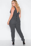 V-neck striped  Bodycon Jumpsuit