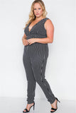 V-neck striped  Bodycon Jumpsuit