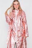 Pink Metallic Lightweight Zip-up Jacket