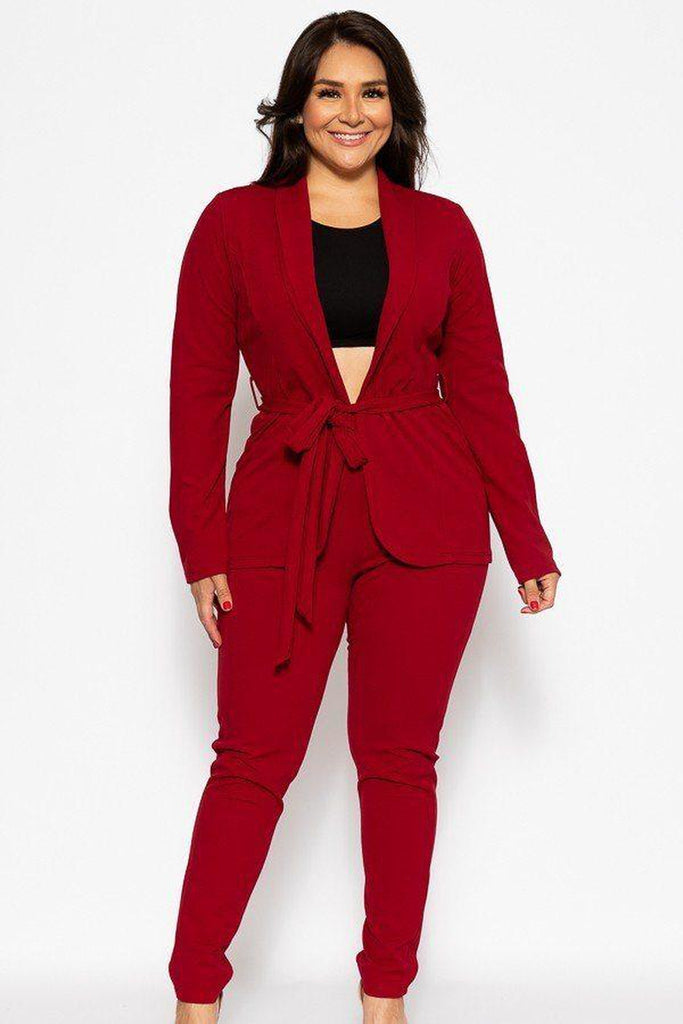 Classic pantsuit in burgundy red-Primetime Looks