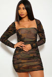 Mesh Ruched Bodycon Tube Dress